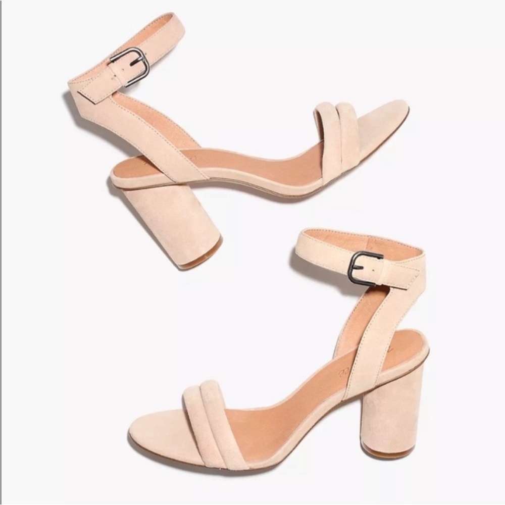 Madewell Rosalie blush suede block heel